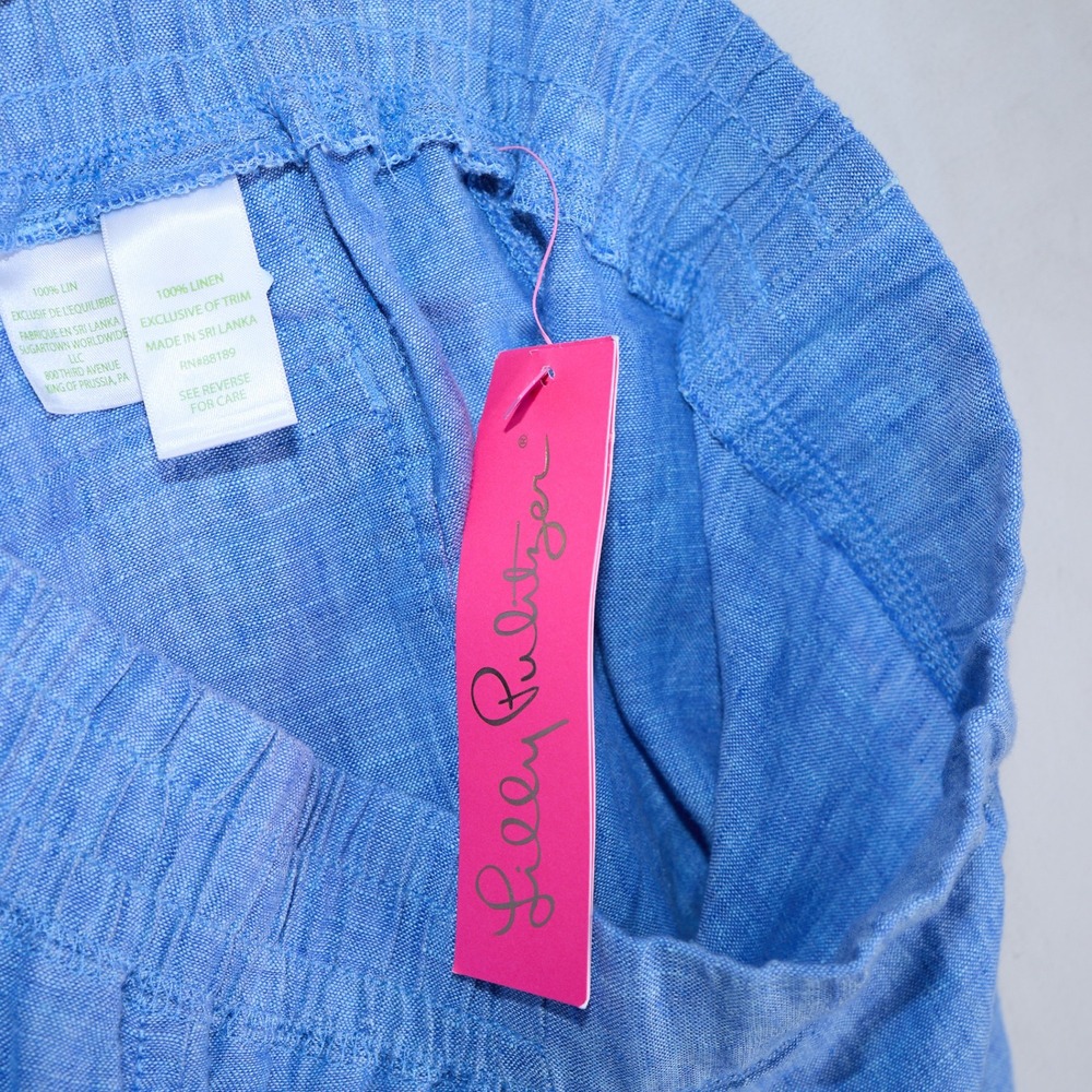 Lilly Pulitzer Deri Linen Palazzo Pants Beckon Blue Small NWT 010259 - Picture 8 of 13